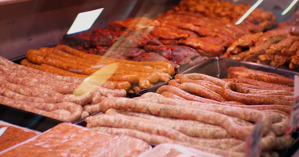 Many,Packs,Of,Raw,Sausages,From,Diverse,Animal,Meat,For